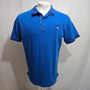 Robert Graham Polo Shirt Mens Size XL Short Sleeve Blue Golf Beach Skull Logo